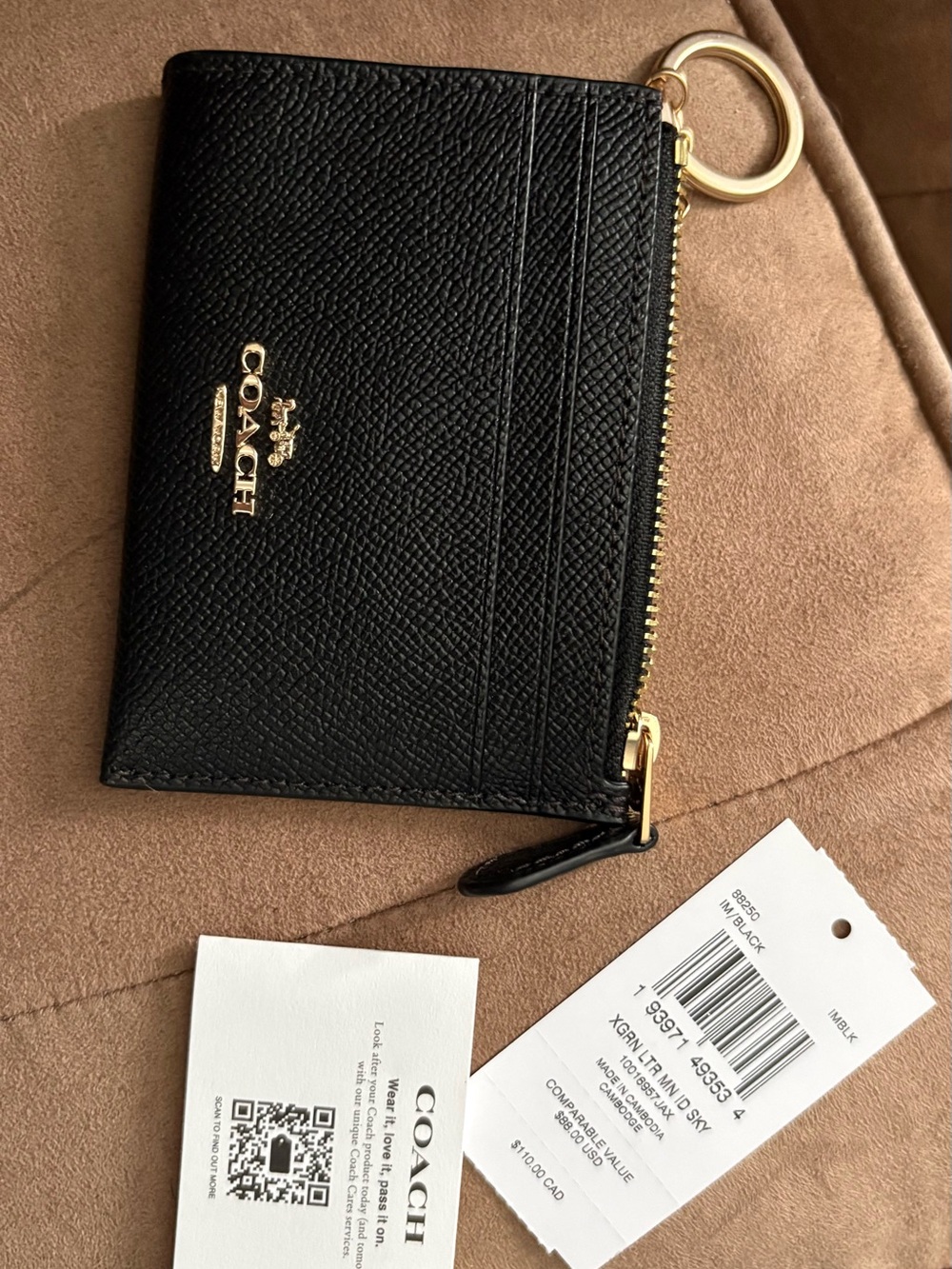 NWT Black Coach Mini Skinny Id Case
